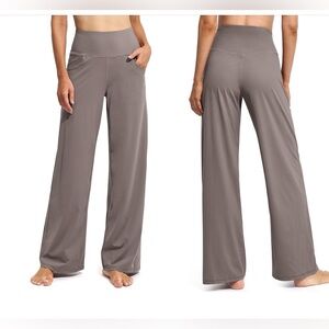 Promover Woman’s  Taupe Yoga Wide-Leg Pants with pockets.